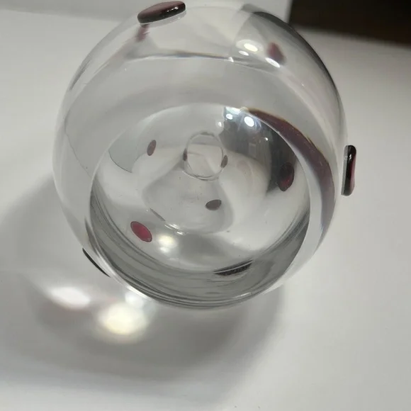 Murano Art Glass Wide Opening Flower Vase - Red Dots. Italian Glass - Picture 6 of 11